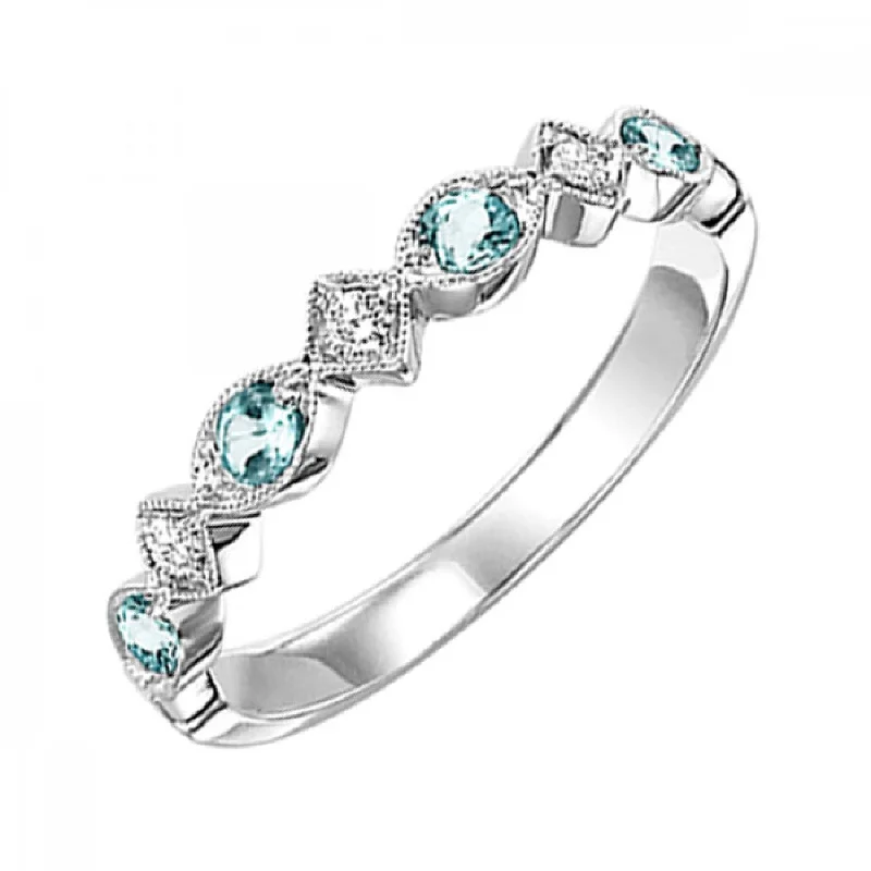 Marquise - cut diamond engagement ring with a split - shank band in platinumBlue Topaz and Diamond Stacking Ring