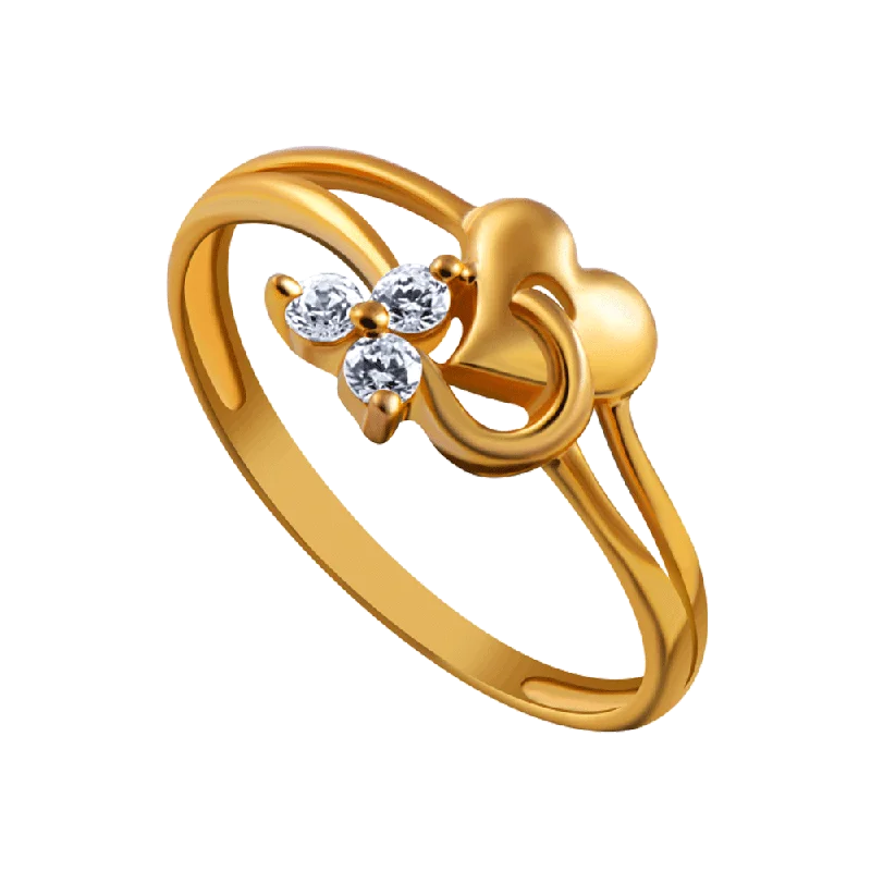 Women's Diamond Rings with Side - Stone Pave Setting for a Sparkling and Continuous Shine14KT (585) Yellow Gold Ring For Women