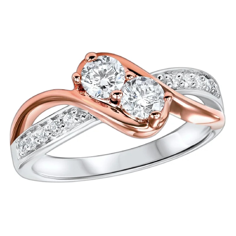 Emerald and diamond engagement ring in a vintage - inspired platinum bandTwogether White and Rose Gold Diamond Ring- 1/2 ctw.