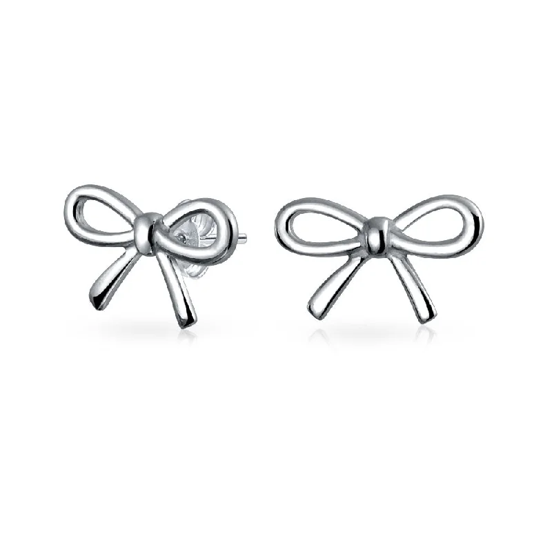 Laser - Engraved Initial Stud Earrings in Silver for a Personalized and Customized AccessoryRose Gold 925 Sterling Silver Stud Earrings with Tiny Ribbon Bow Design