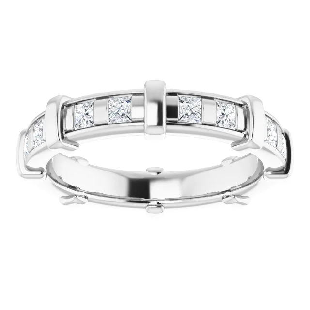 Cushion - Cut Women's Diamond Rings in Platinum with a Soft and Romantic Appearance0.96 ct.  Princess Diamond Eternity Band