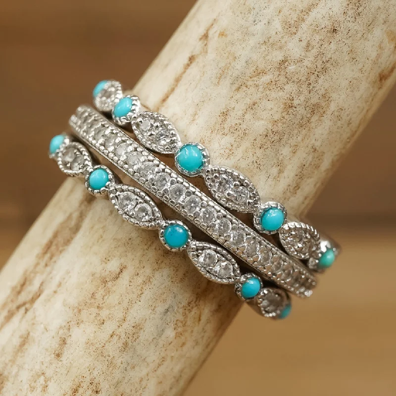 Women's Infinity Symbol Rings in Rose Gold for a Romantic TouchThe Turquoise Vintage Eternity Set