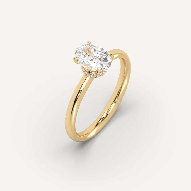 Men's Tourmaline Engagement Rings in 18K Two - Tone Gold with a Floral - Inspired Setting1 carat Oval Cut Diamond Ring