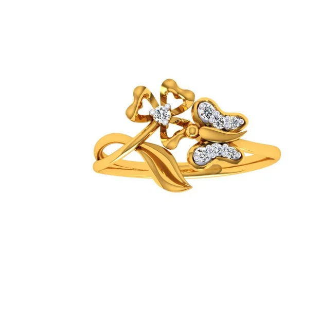 Art Deco - Inspired Women's Diamond Rings with Geometric Designs and Baguette - Cut Diamonds14KT (585) Yellow Gold Ring For Women