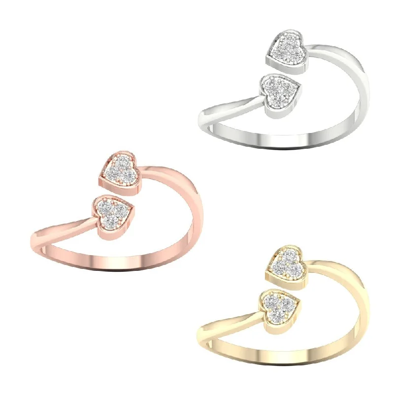 Pear - Shaped Women's Diamond Rings in Yellow Gold with a Single - Diamond Pendant Look1/20ct TDW Diamond Cpmposite Hearts Ring in 10k Gold by De Couer