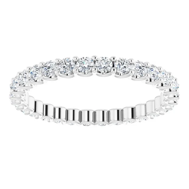 Cushion - Cut Women's Diamond Rings in Platinum with a Soft and Romantic Appearance0.90 ct. Shared Prong Round Diamond U Shape Eternity Band