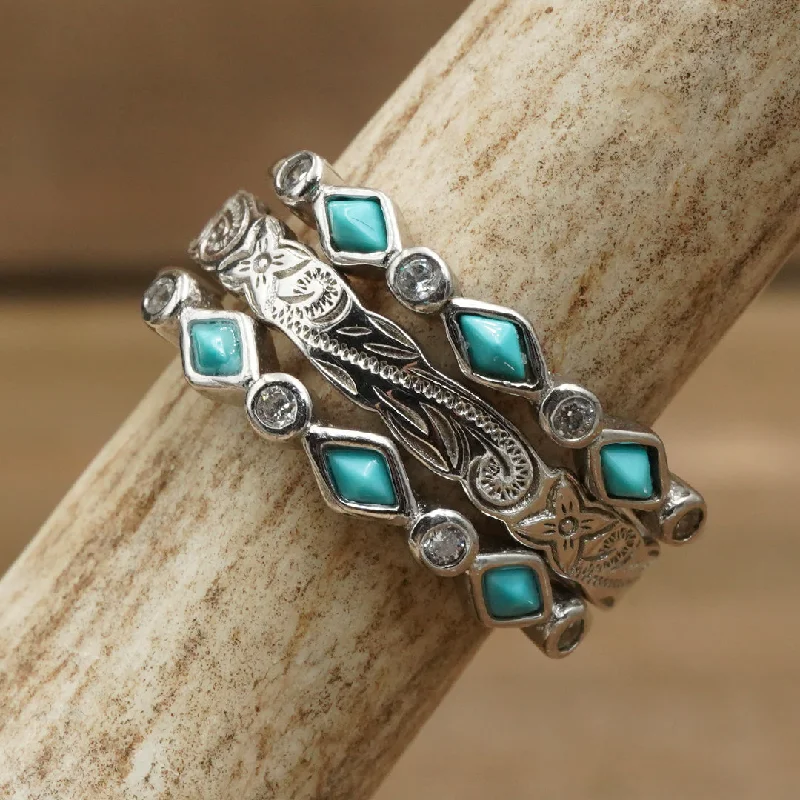 Women's Rings with Birthstones for a Personalized TouchThe Tulum & Silver Falls Stacker Set