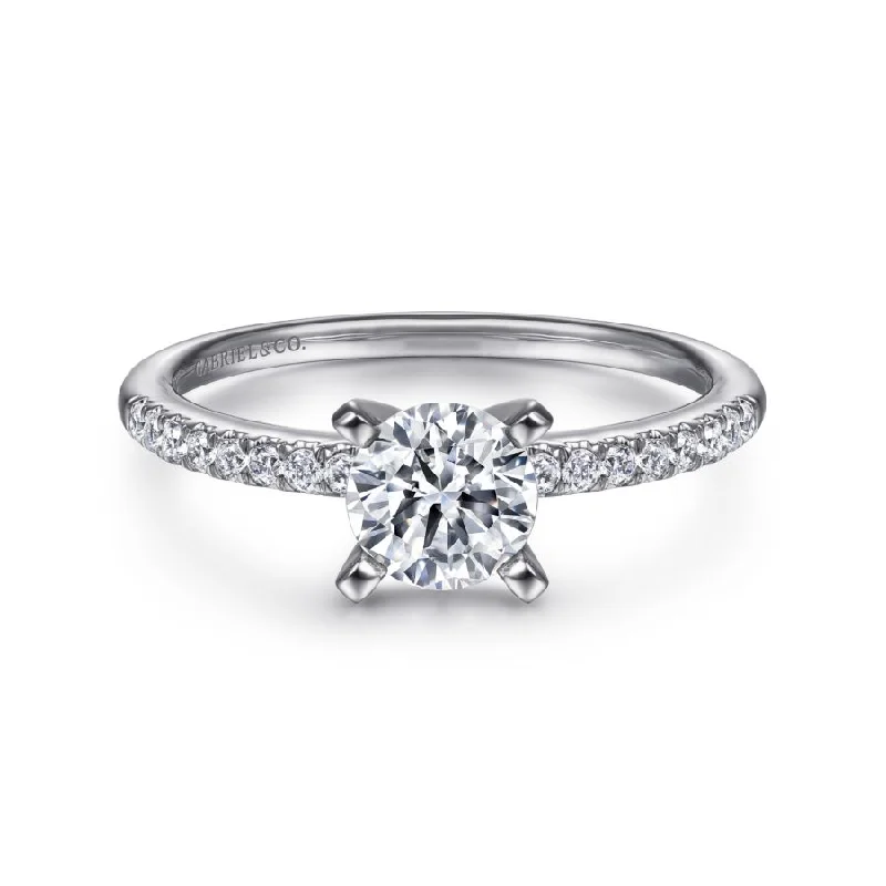 Princess - cut diamond engagement ring with a pavé - set band in platinumKelly Engagement Ring Setting