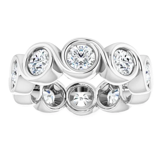 Halo - Style Women's Diamond Rings with a Center Diamond Surrounded by Smaller Diamonds in 18K Gold3.30 ct. Bezel Set Round Diamond Eternity Band