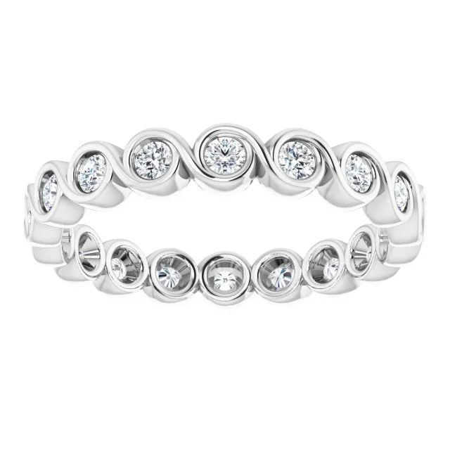 Adjustable Women's Diamond Rings with a Flexible Band for a Comfortable and Custom Fit0.54 ct. Bezel Set Round Diamond Infinity Design Eternity Band