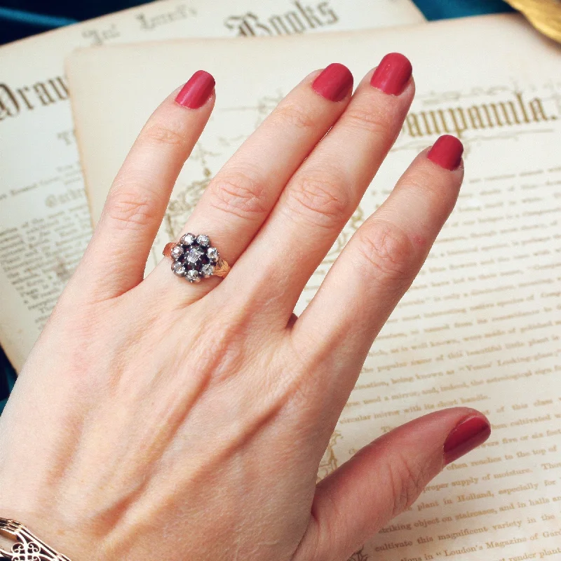 Boho - Style Women's Rings with Turquoise and Leather AccentsAntique Georgian Diamond Rosette Cluster Ring