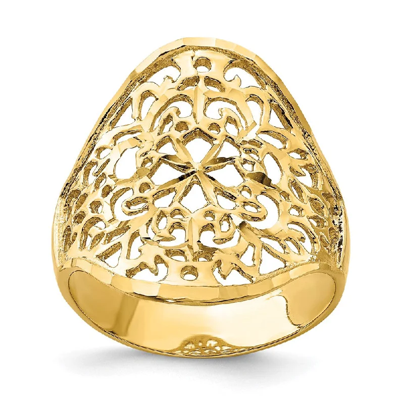 Beaded Fashion Rings in Natural Stones and Cotton Cord for a Handmade Aesthetic14k Yellow Gold Polished Filigree Ring