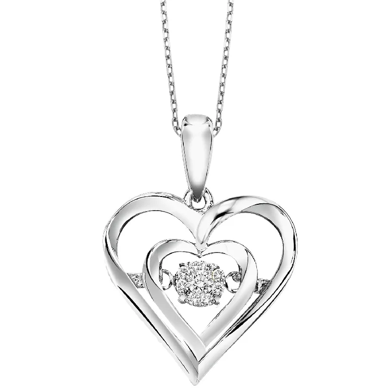 Cushion - cut diamond engagement ring with a halo of moissanite in a silver - plated bandDiamond Double Heart Pendant