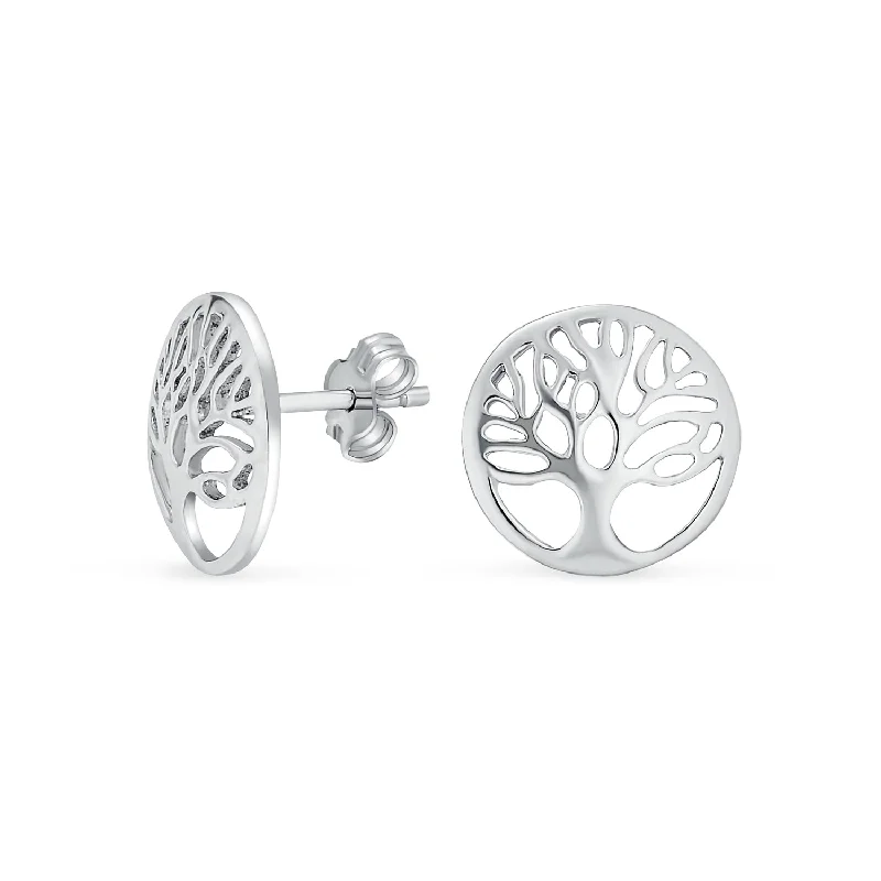 Glow - in - the - Dark Star Stud Earrings for a Mysterious and Night - Time - Friendly AccessoryTiny Round Family Tree of Life Stud Earrings in Rose Gold Sterling Silver