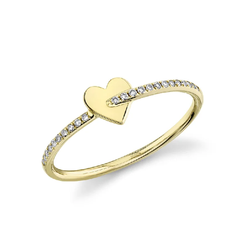 Bangle - Style Fashion Rings in Rose - Gold - Plated Aluminum with Etched Patterns0.07CT DIAMOND HEART RING