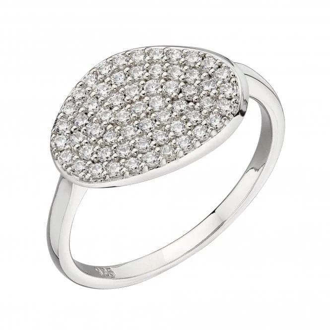 Rhinestone - Embellished Fashion Rings in Silver - Tone Metal for a Glamorous TouchFiorelli Silver Ring Organic Shape Full Pave R3745C