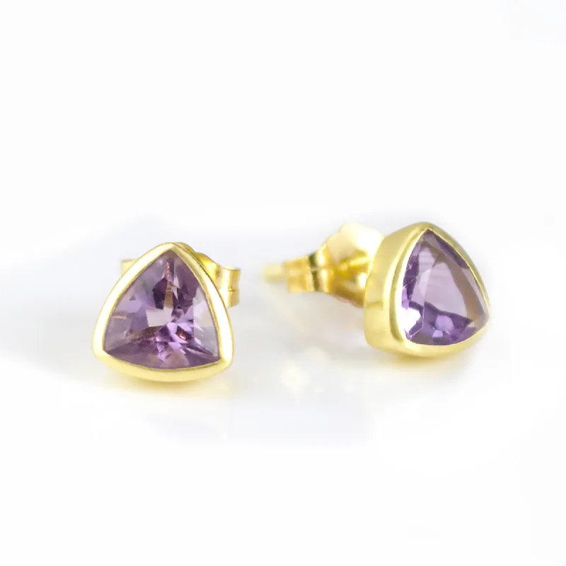 Kids' Plastic Animal - Shaped Stud Earrings in Bright Colors for a Fun and Safe AccessoryMinimalist Purple Amethyst Triangle Studs • February Birthstone