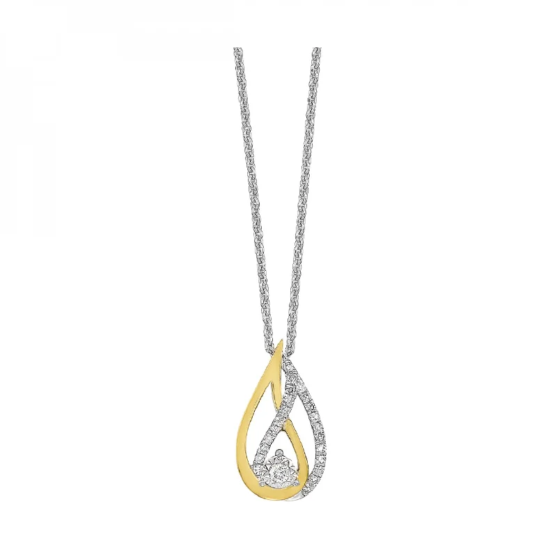 Marquise - cut diamond engagement ring with a split - shank band in platinumTwo Tone Gold and Sterling Silver Diamond Interlocking Teardrop Pendant Necklace