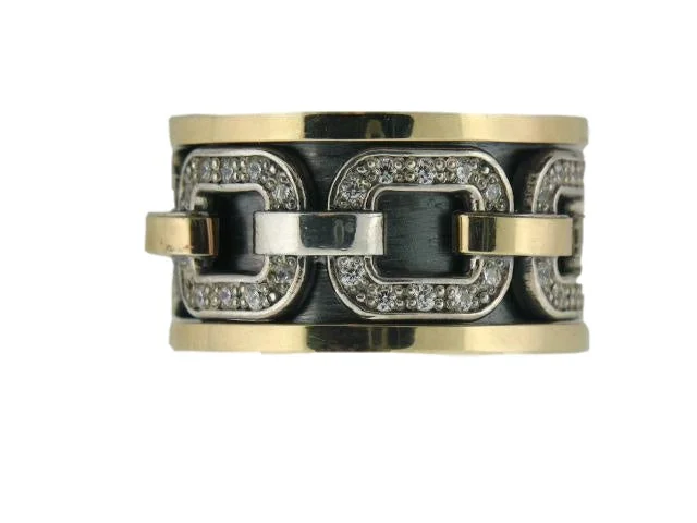 Chunky Fashion Rings in Copper with Geometric Patterns for a Bold Accessory45 - Sterling Silver & 19.2k Gold "Anti Stress" Spinner Band