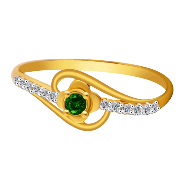 Cathedral - Style Women's Diamond Rings with a Raised Center Setting and Elaborate Metalwork14KT (585) Yellow Gold Ring For Women