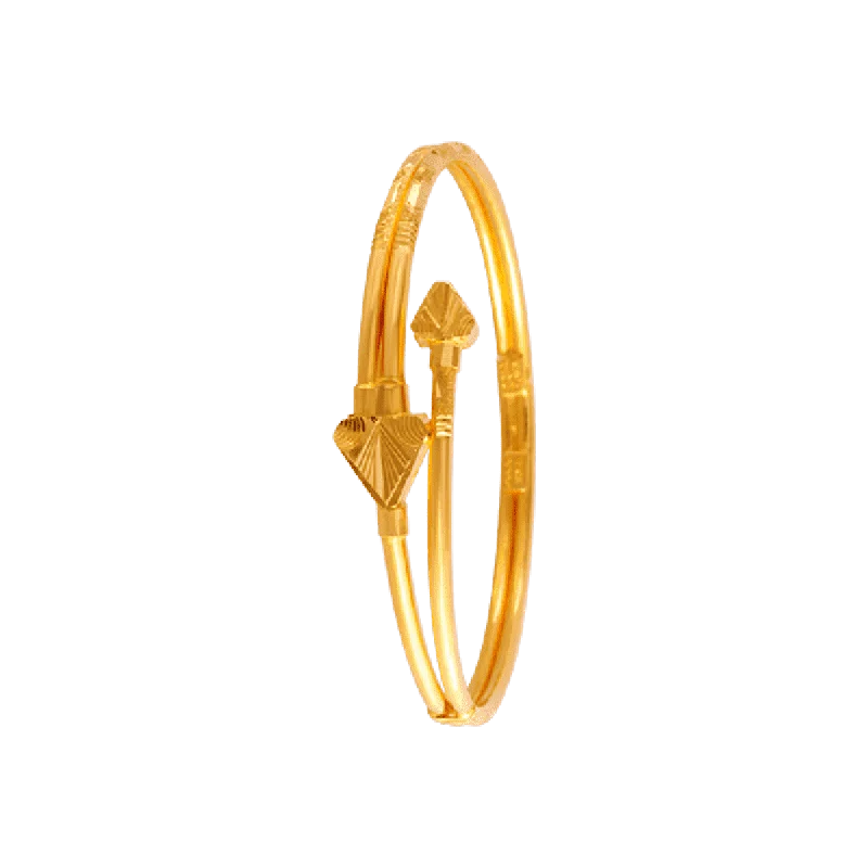 Vintage - Style Women's Diamond Rings with Floral - Engraved Bands and Multiple Diamond Accents22KT Yellow Gold Loha Bangle For Women