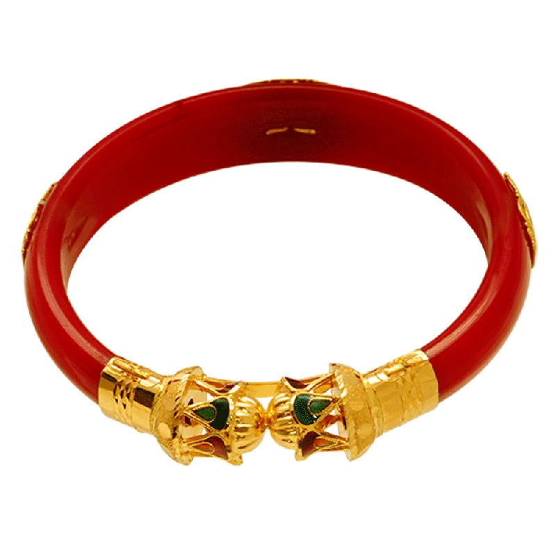 Three - Stone Women's Diamond Rings Symbolizing Past, Present, and Future with Emerald - Cut Diamonds22KT Yellow Gold Bangle For Women