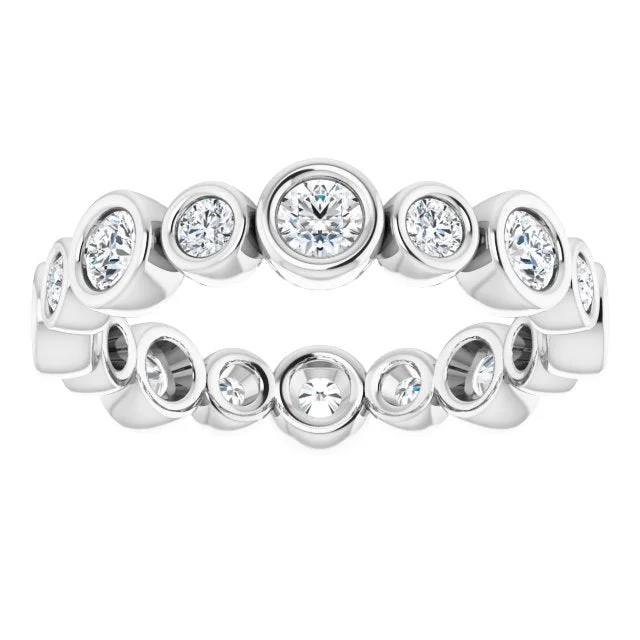 Cushion - Cut Women's Diamond Rings in Platinum with a Soft and Romantic Appearance1.15 ct. Round Diamond Eternity Band Bezel Set Stackable Ring