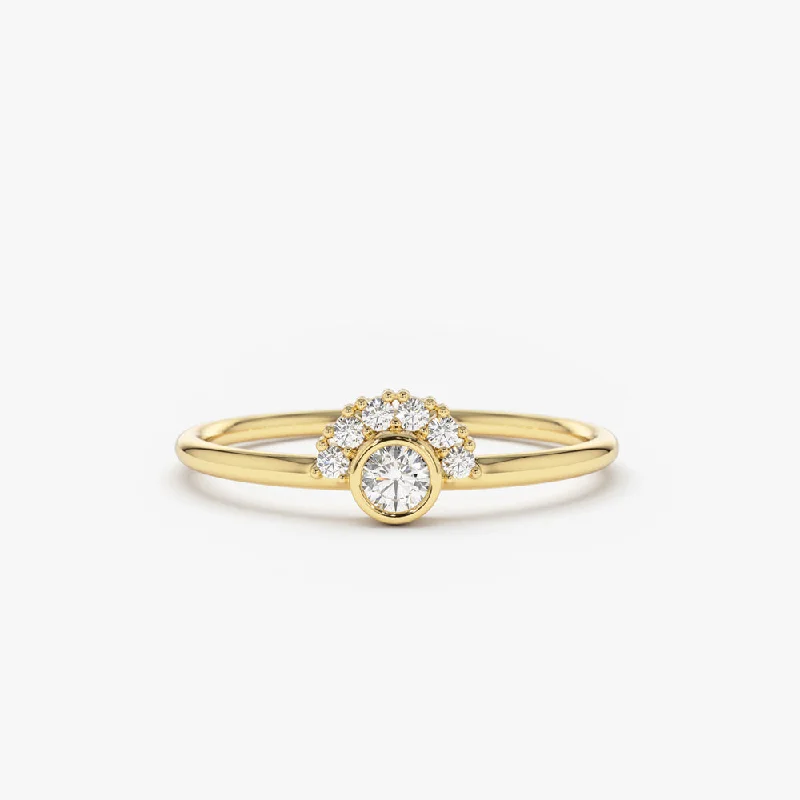 Tennis - Style Women's Diamond Rings with a Continuous Row of Diamonds for a Classic and Versatile Look14K Gold Half Halo Diamond Ring