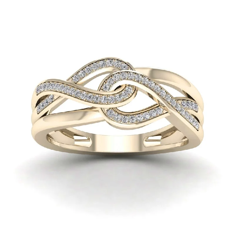 Halo - Style Women's Diamond Rings with a Center Diamond Surrounded by Smaller Diamonds in 18K GoldDe Couer 10k Yellow Gold 1/6ct TDW Diamond Infinity Braided Ring