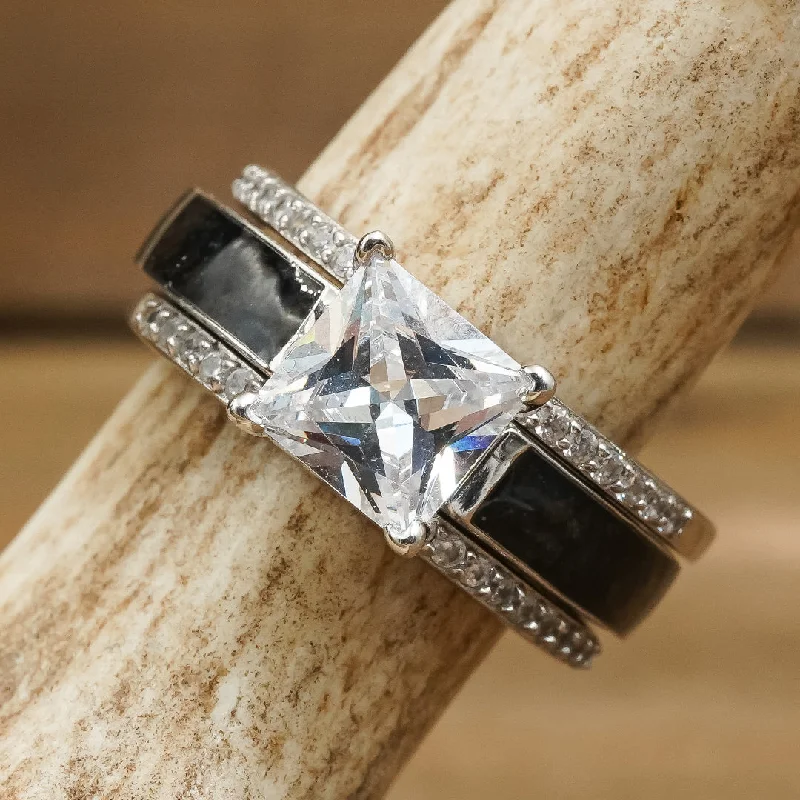 Tennis - Style Women's Rings with a Row of Round Diamonds in PlatinumGrand Lovina Wedding Set