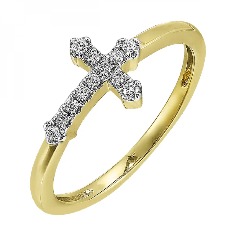 Heart - shaped diamond engagement ring with a hidden halo in 14K rose goldHorizontal Diamond Cross Ring in 14k White Gold