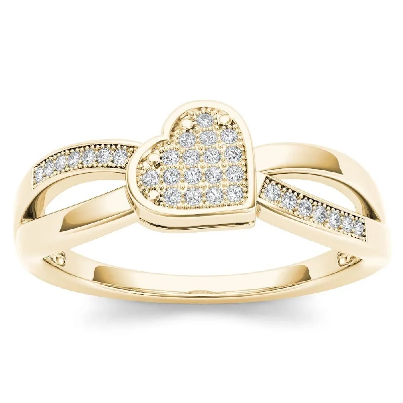 Women's Diamond Rings with Opal Inlays and Diamond Accents for a Mysterious and Iridescent LookDe Couer IGI Certified 10k Yellow Gold 1/10ct TDW Diamond Heart Ring