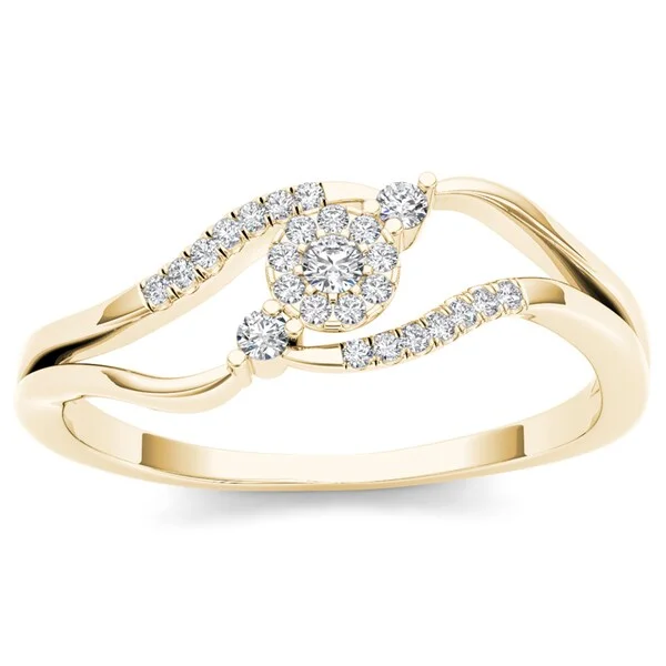 Adjustable Women's Diamond Rings with a Flexible Band for a Comfortable and Custom FitDe Couer 10k Yellow Gold 1/8ct TDW Diamond Cluster Ring