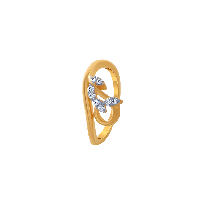 Pear - Shaped Women's Diamond Rings in Yellow Gold with a Single - Diamond Pendant Look14KT (585) Yellow Gold Ring For Women