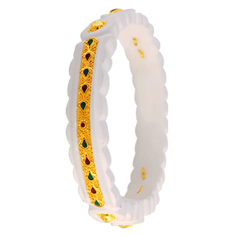 Signature - Design Women's Diamond Rings with a Brand - Specific Pattern and High - Quality Diamonds22KT Yellow Gold Sankha Bangle For Women