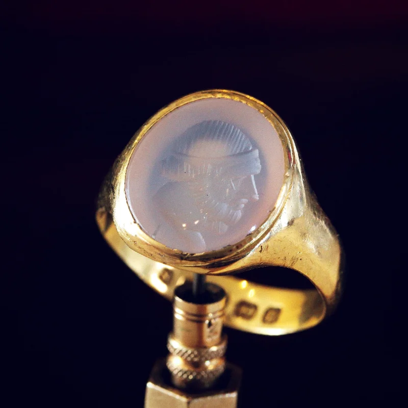 Tennis - Style Women's Rings with a Row of Round Diamonds in PlatinumDate 1887 Romanesque Chalcedony Intaglio Signet Ring