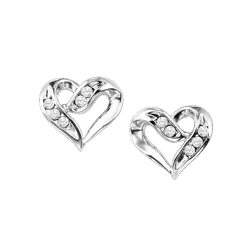 Asscher - cut diamond engagement ring with a pavé - set eternity band in platinumDiamond Heart Stud Earrings in Sterling Silver