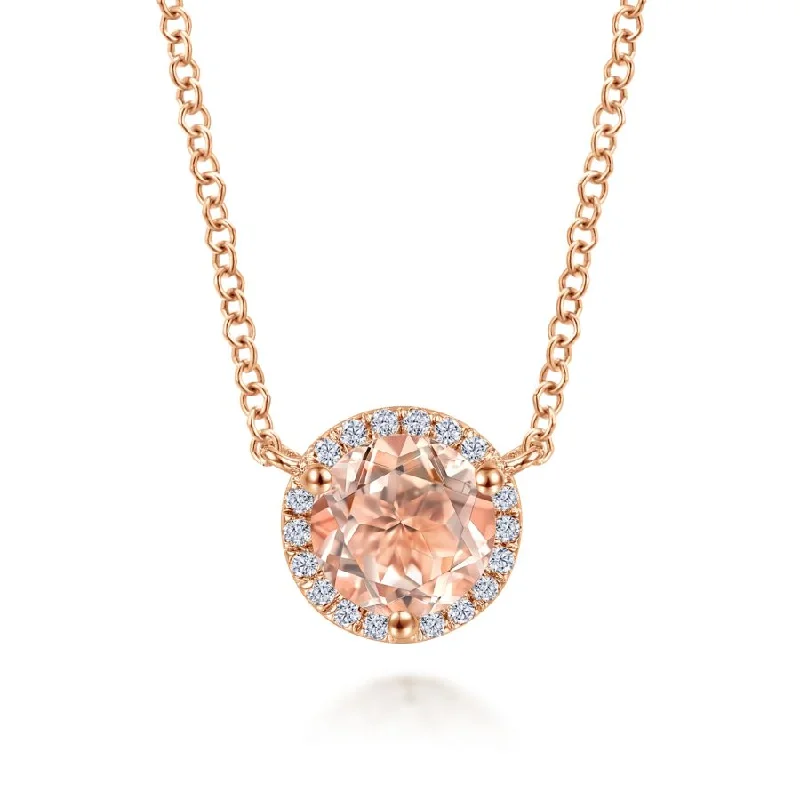 Halo diamond engagement ring in 18K white gold with a center oval - cut stoneMorganite and Diamond Pendant