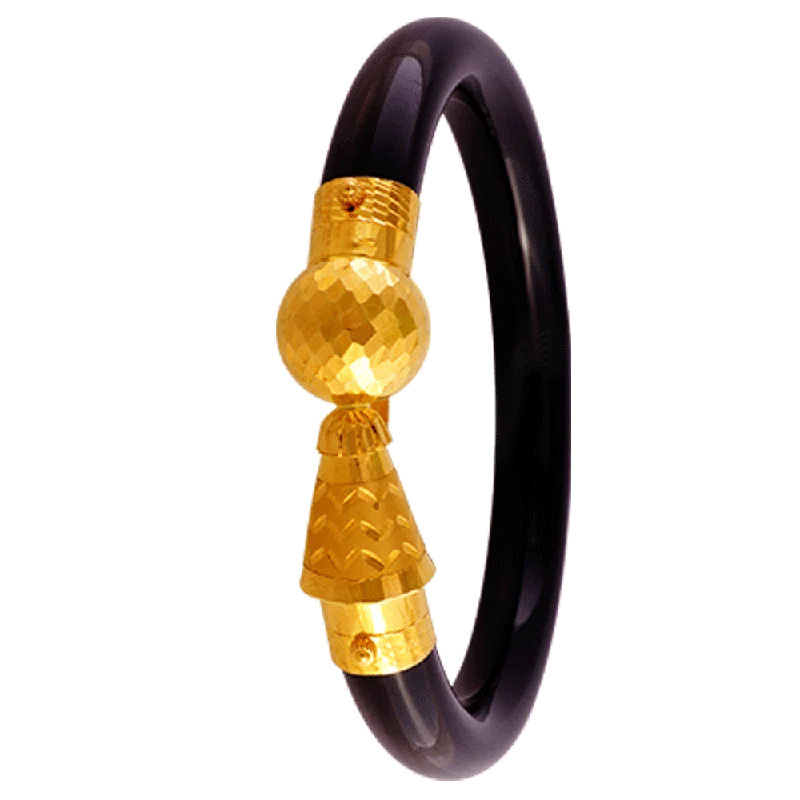 Pear - Shaped Women's Diamond Rings in Yellow Gold with a Single - Diamond Pendant Look22KT Yellow Gold Pola Bangle For Women