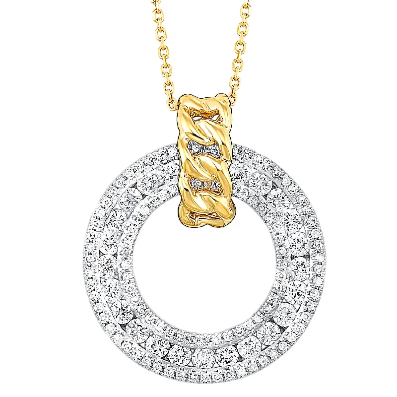 Emerald - cut diamond engagement ring set in a modern titanium bandOpen Circle Diamond Pendant in White and Yellow Gold