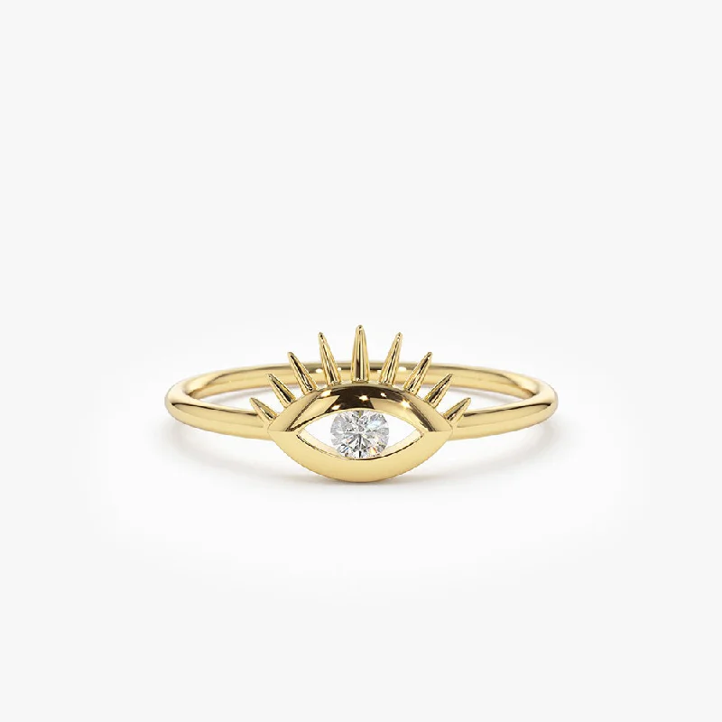 Marquise - Cut Women's Diamond Rings in Palladium for a Unique and Elongated Shape14k Diamond Evil Eye Ring