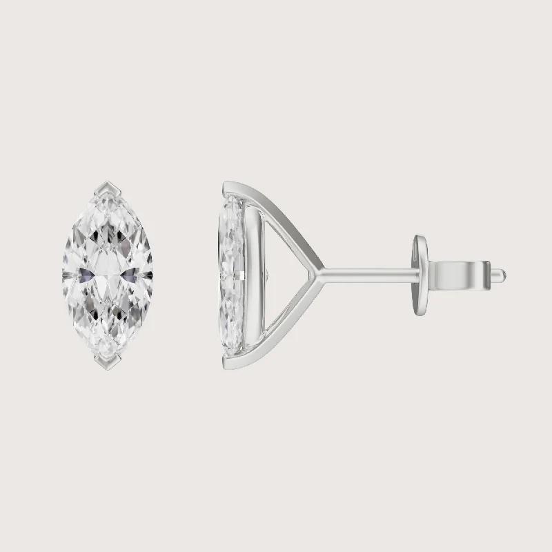 Asscher - cut diamond engagement ring with a pavé - set eternity band in platinumOn Point Stud Earrings - Marquise