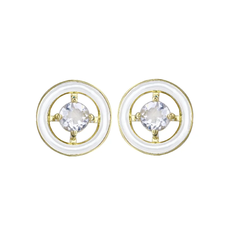 Two - Tone Gold and Silver Plated Clover Stud Earrings for a Lucky and Stylish SymbolWhite Zircon and Enamel Circle Stud Earrings Two - Tone Gold and Silver Plated Clover Stud Earrings for a Lucky and Stylish SymbolWhite Zircon and Enamel Circle Stud Earrings