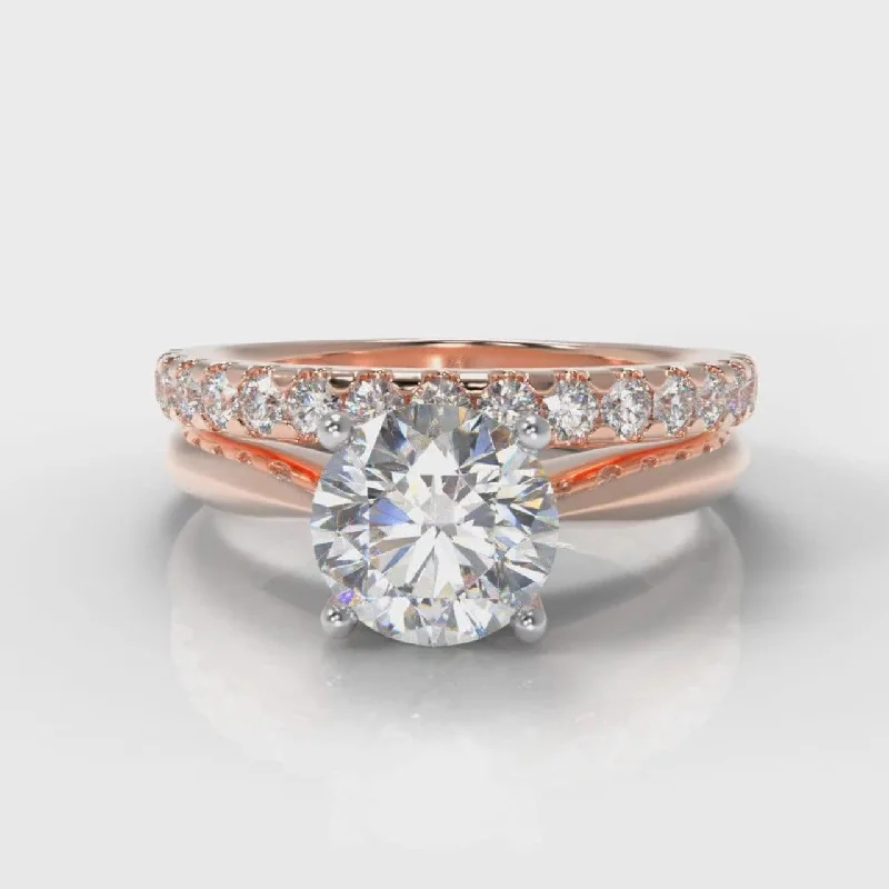 Men's Tanzanite Engagement Rings in Palladium with a Three - Stone ArrangementCarrée Solitaire Round Brilliant Cut Diamond Bridal Set - Rose Gold