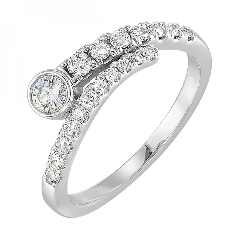 Pink diamond engagement ring in a rose - gold band with white - gold accentsLove's Crossing Diamond Bypass Ring, 0.50cttw