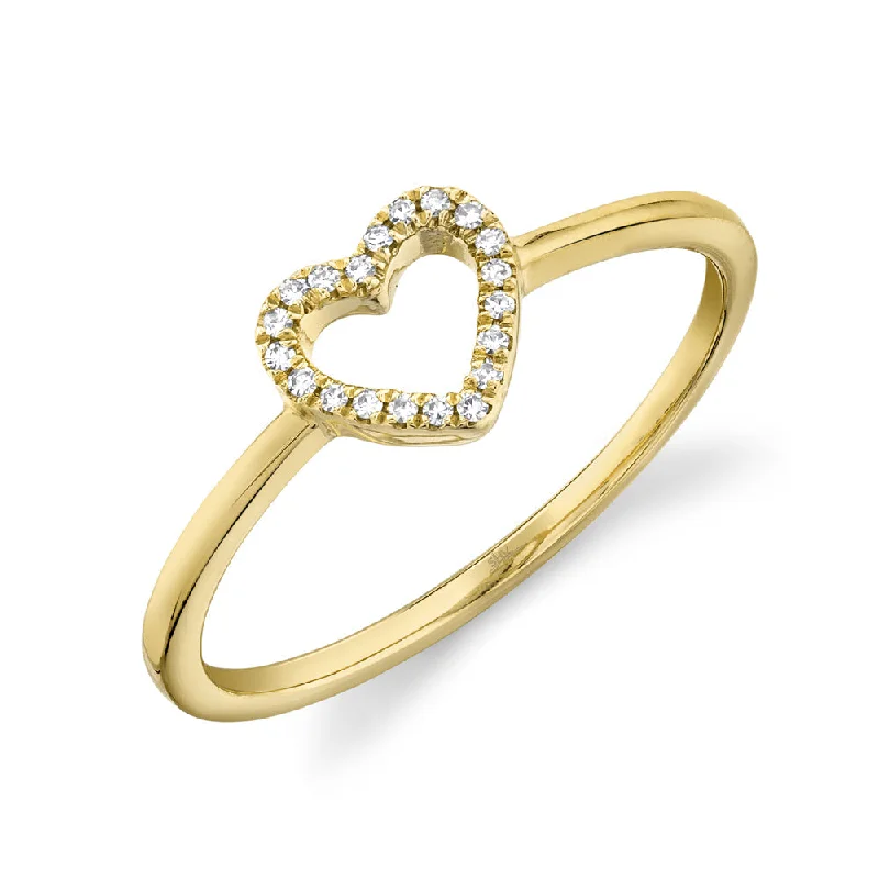 Minimalist Fashion Rings in Stainless Steel with a Single Solitaire Crystal0.04CT DIAMOND HEART RING