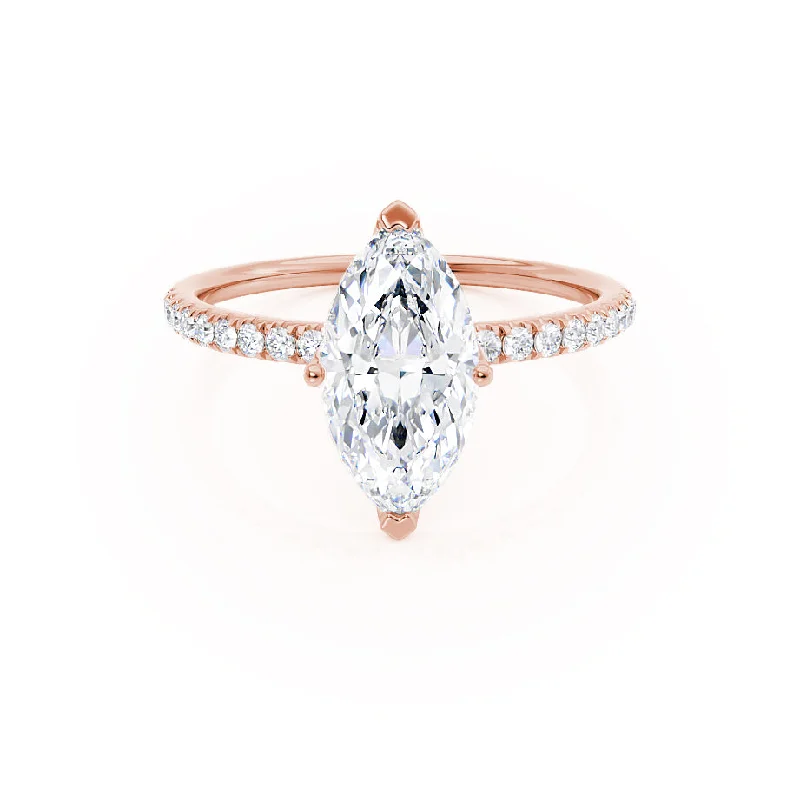 Emerald - cut diamond engagement ring set in a modern titanium bandMACY - Marquise Moissanite 18k Rose Petite Solitaire Ring