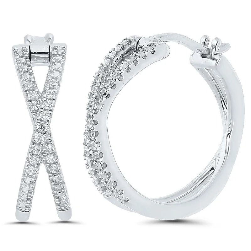 Heart - shaped diamond engagement ring with a hidden halo in 14K rose goldDiamond X Hoop Earrings in Sterling Silver