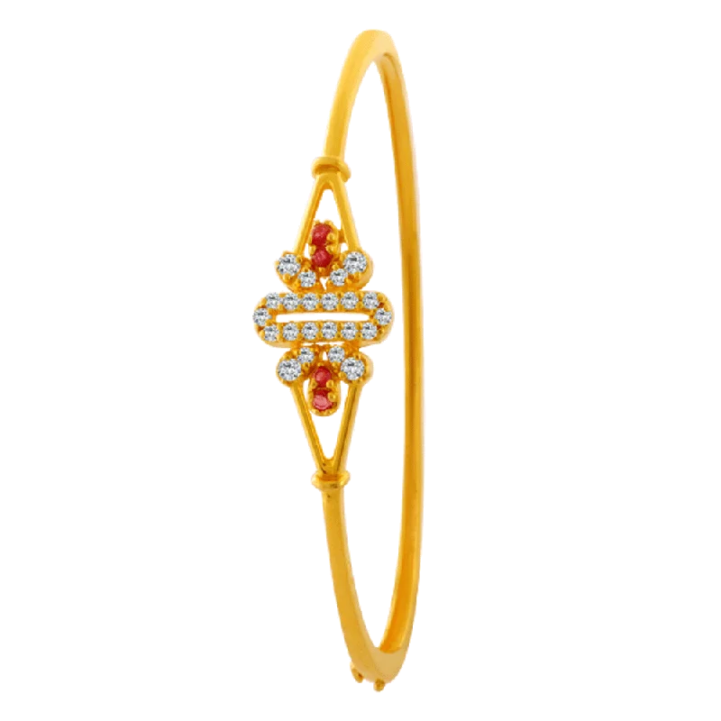 Women's Diamond Rings with Opal Inlays and Diamond Accents for a Mysterious and Iridescent Look22KT Yellow Gold And American Diamond Bangle For Women