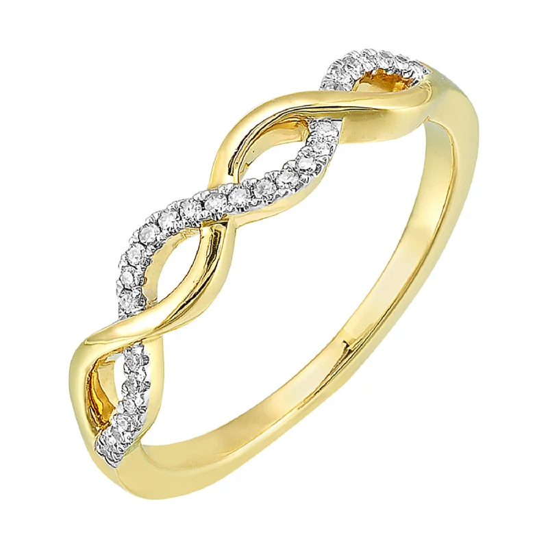 Pear - shaped diamond engagement ring with side baguette diamonds in 18K goldInfinity Twist Stackable Diamond Ring